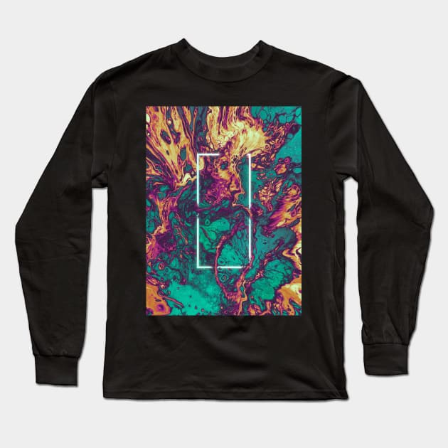 Abstract Green Orange Art, Modern Abstract Art Long Sleeve T-Shirt by JDVNart